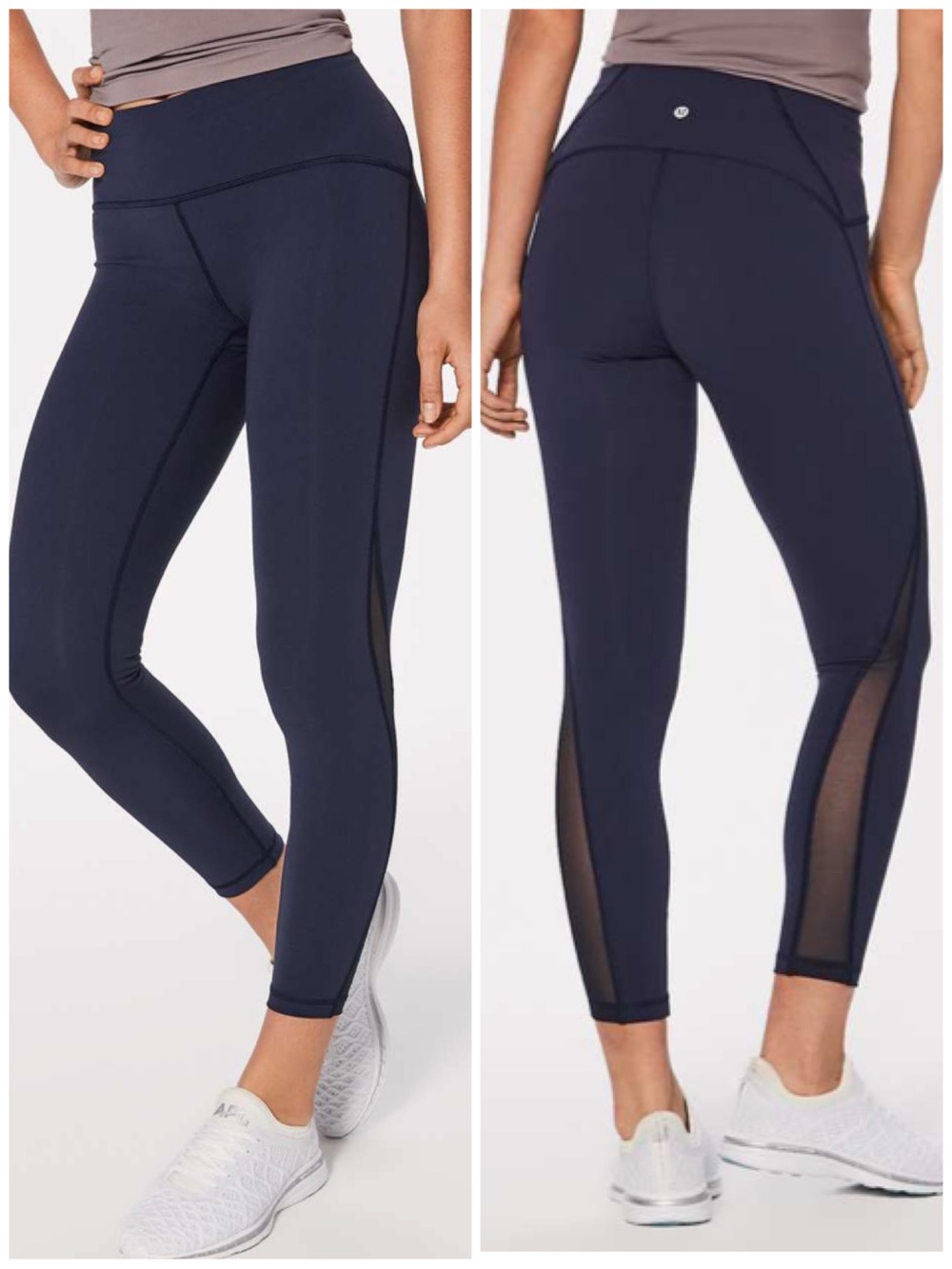 Lululemon Train Times 7/8 Pant (25") Leggings Mesh Midnight Navy Blue Size 6